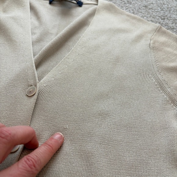 Brooks Brothers Silk Cardigan Womens M Beige Button Up Minimalist Quiet Luxury - Picture 3 of 7